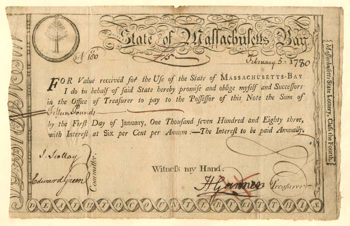 State of Massachusetts Bay Bond